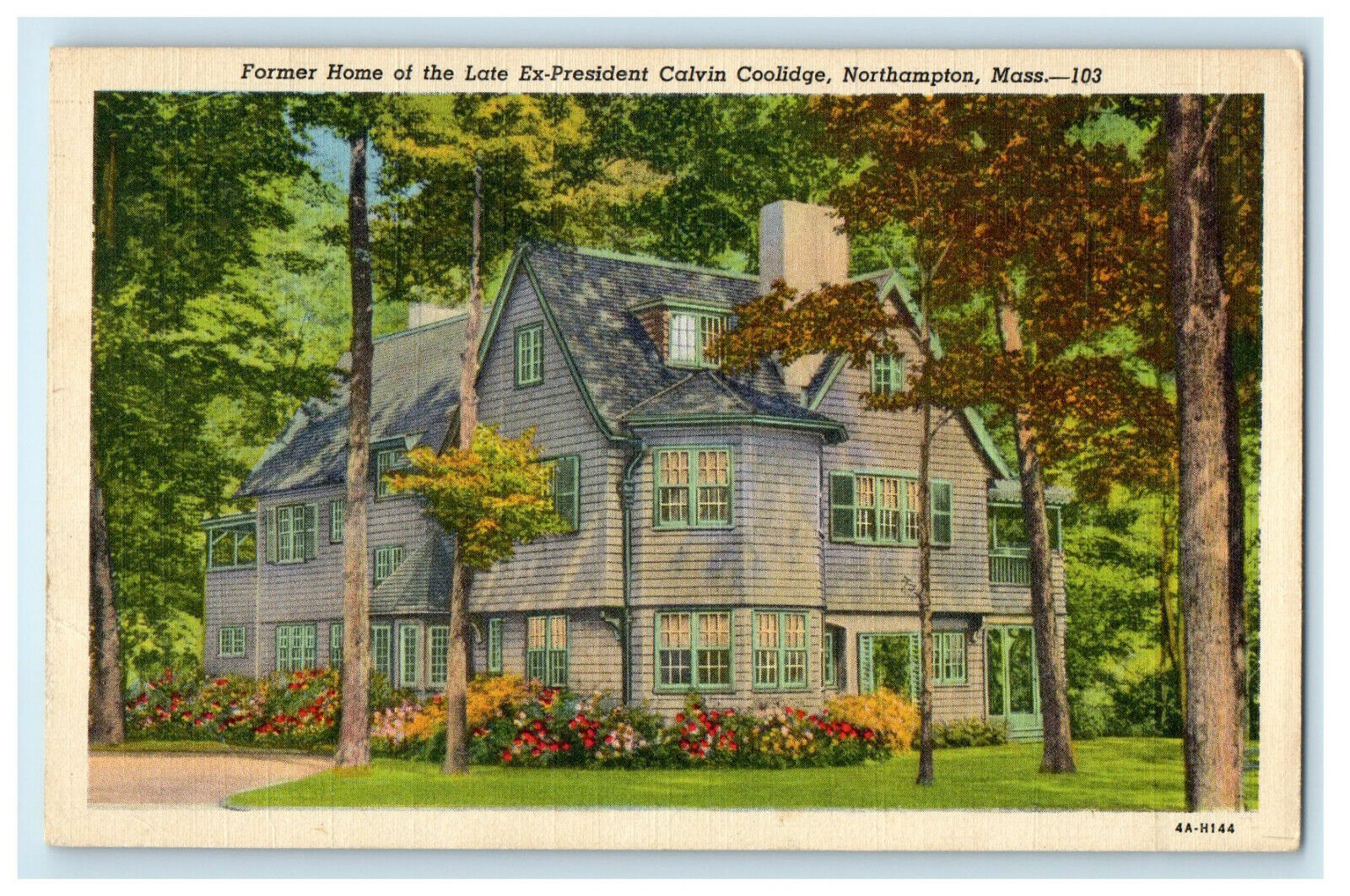 c1930s Former Home of Ex President Calvin Coolidge, Massachusetts MA Postcard