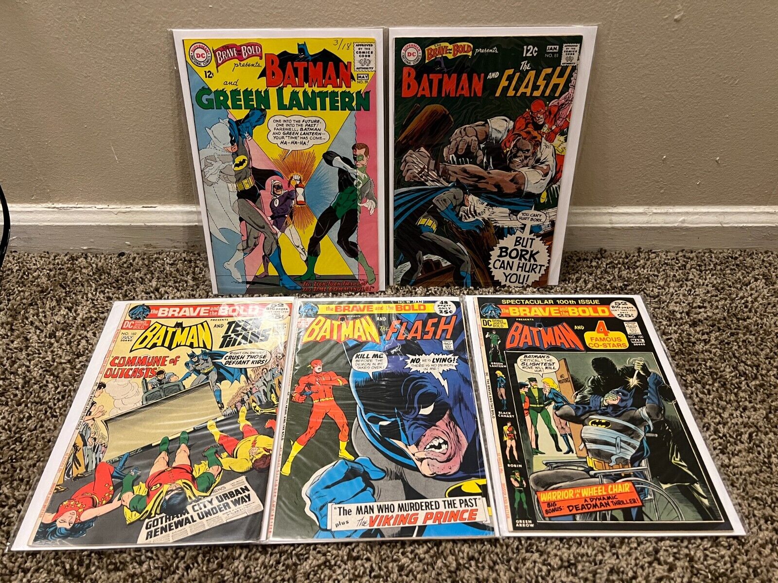 Brave and Bold Comic Book Lot 59, 81, 99, 100, 102 DC Batman Flash Green Lantern