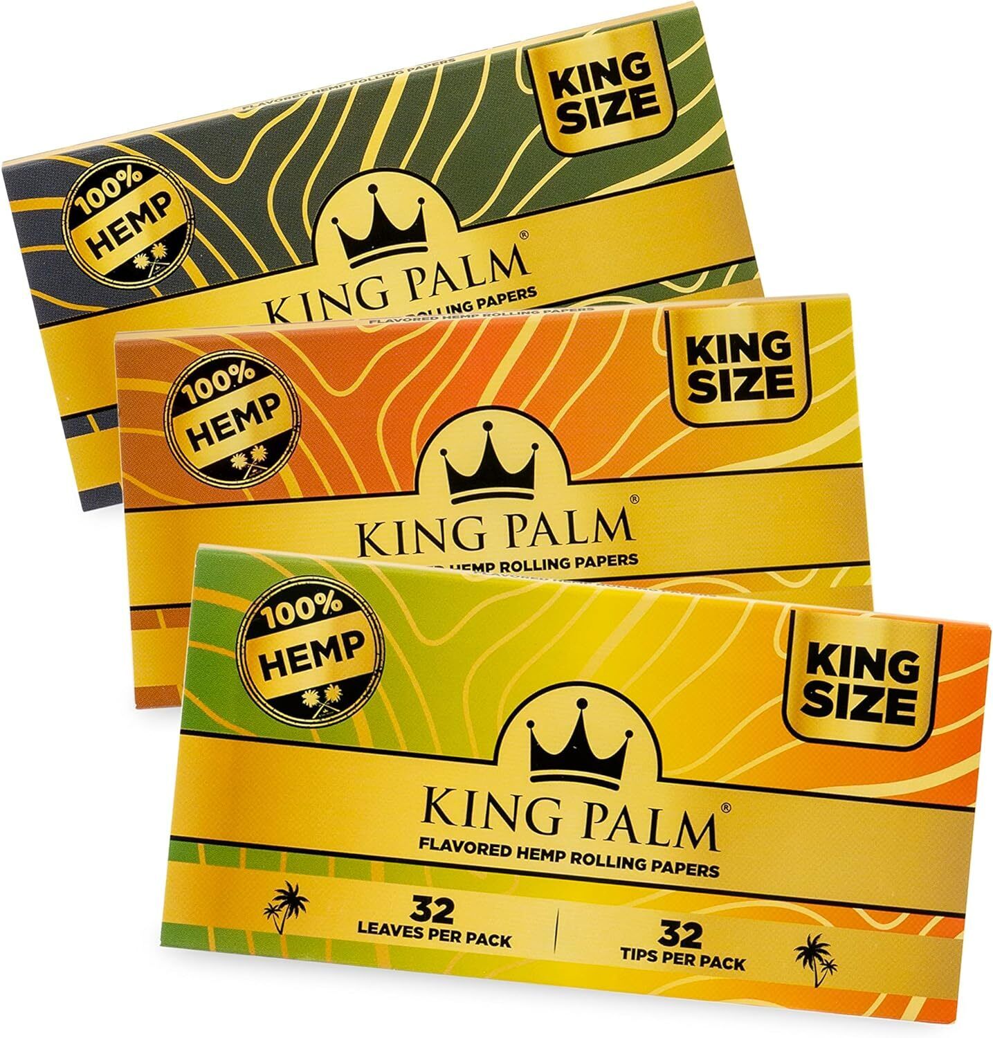 King Palm | King Size | Mixed Flavored Rolling Papers & Tips | 3 Booklet