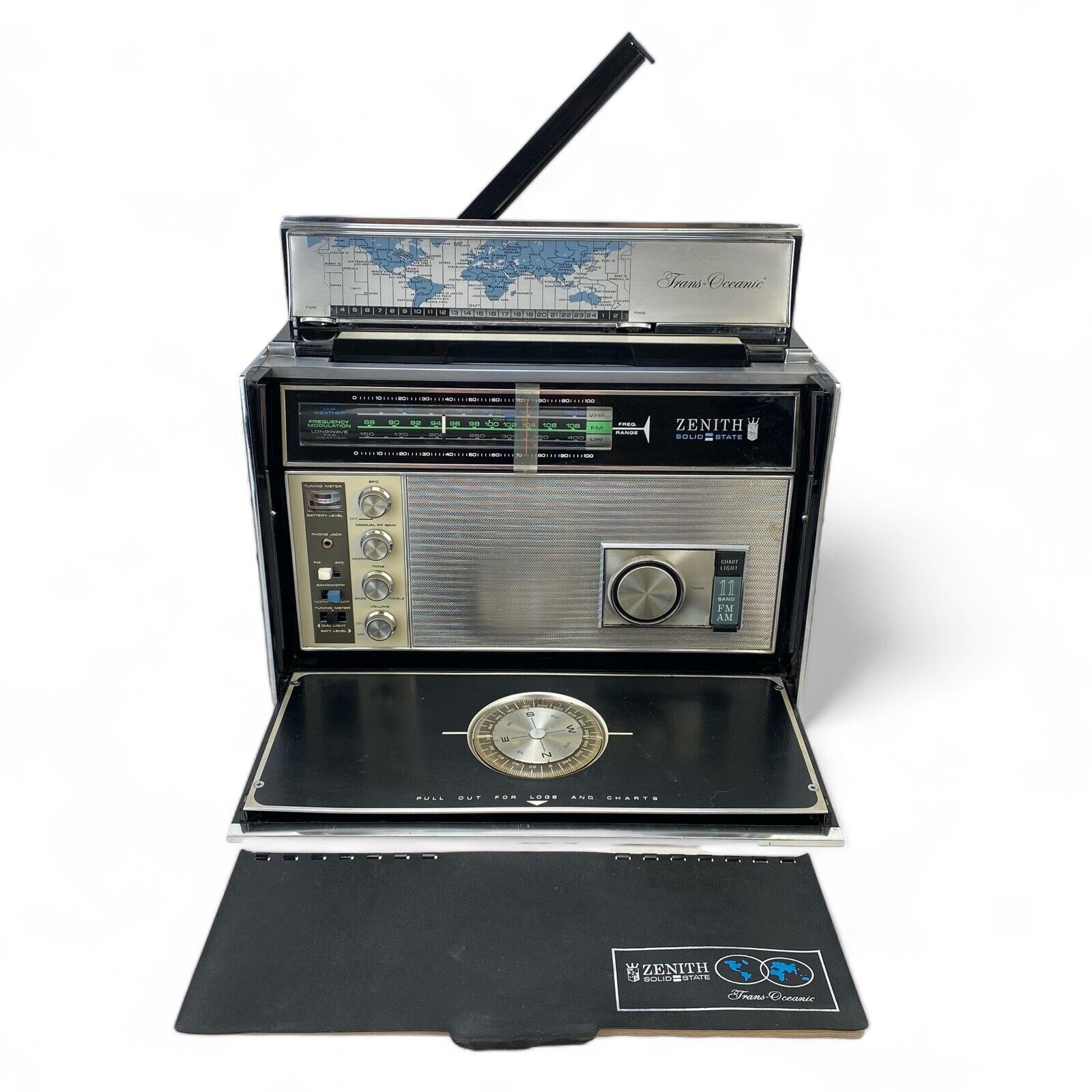 VTG 1971 Zenith Trans Oceanic RD7000Y 11 Band Transistor Radio w/Logbook TESTED