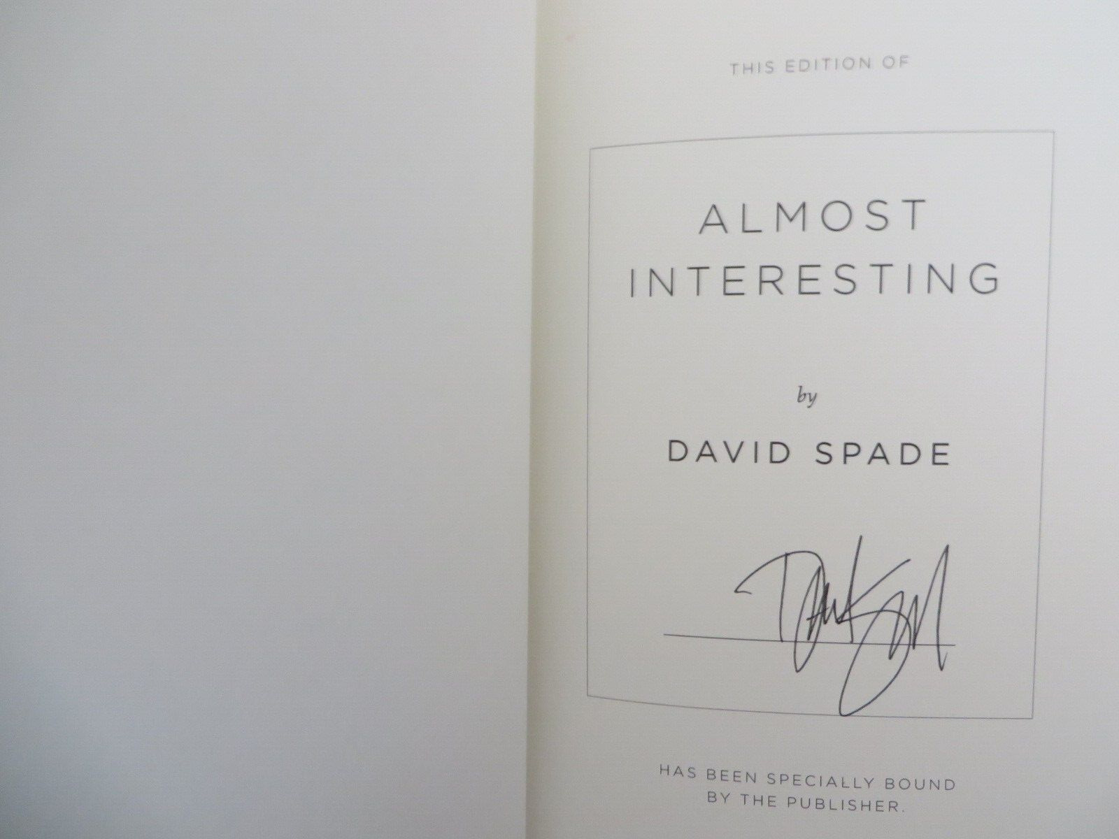 David Spade autographed signed Almost Interesting hardcover 1st edition book COA