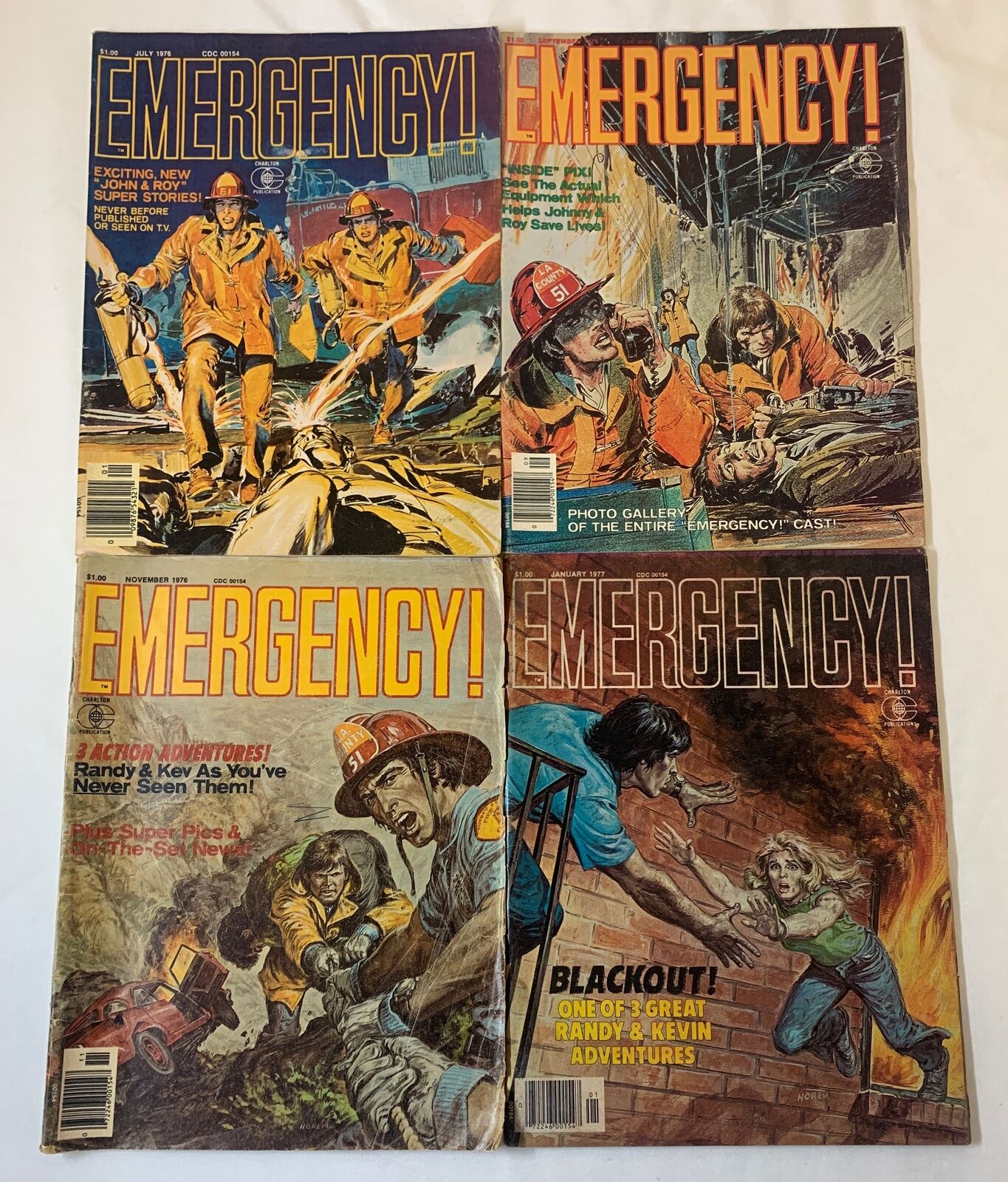 1976 Charlton EMERGENCY firefighter tv show comic magazines #1 2 3 4 ~ FULL SET