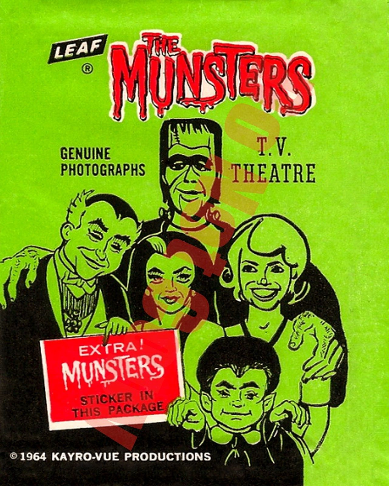 1964 LEAF THE MUNSTERS 1960s TV Show Card Wrapper 8x10 Photo + 