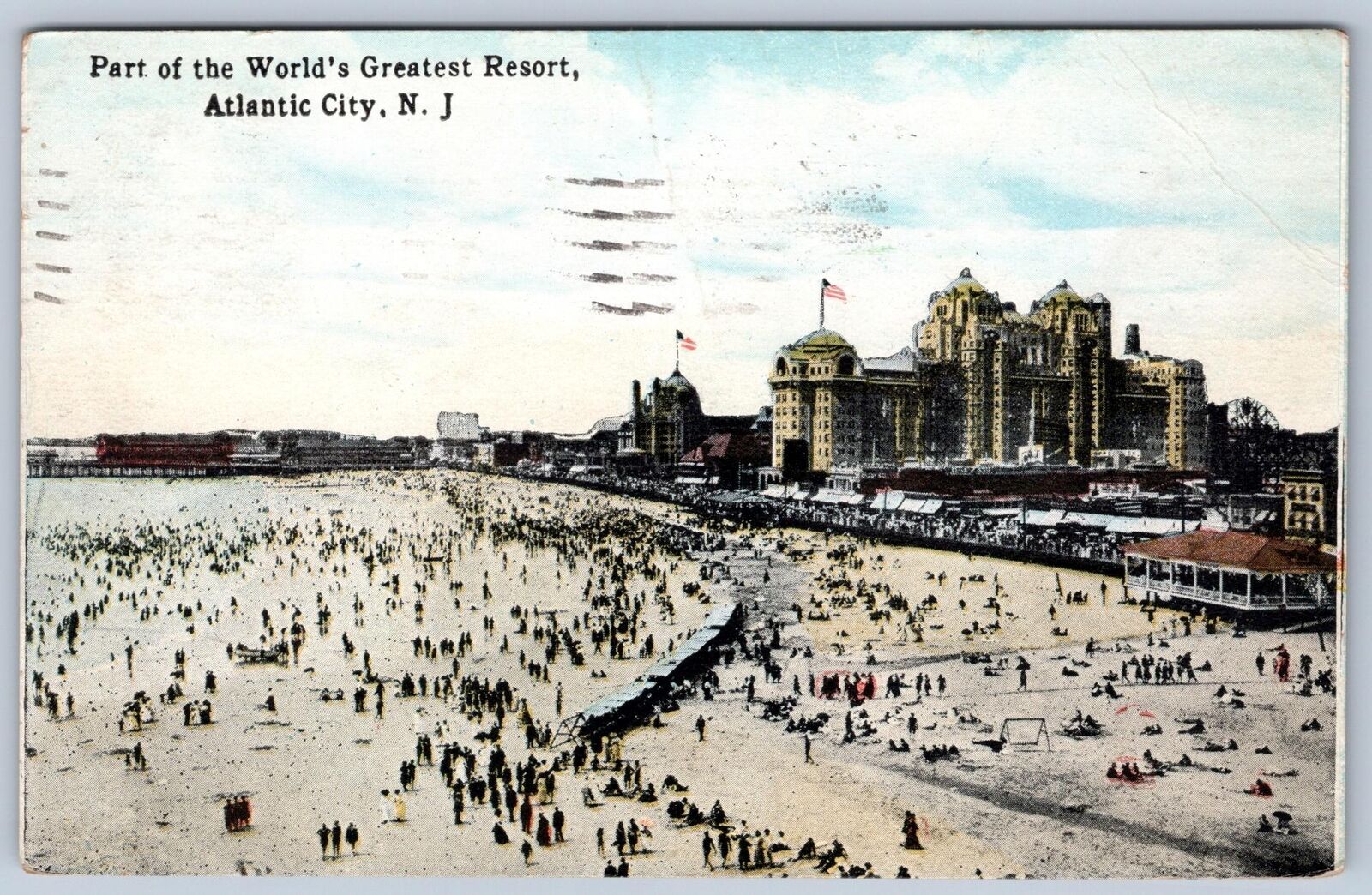 1919 PART OF THE WORLD'S GREATEST RESORT ATLANTIC CITY NJ BOARDWALK POSTCARD