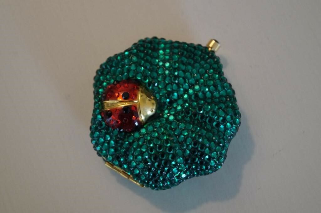 Estee Lauder Jeweled Ladybug on a Leaf Powder Compact
