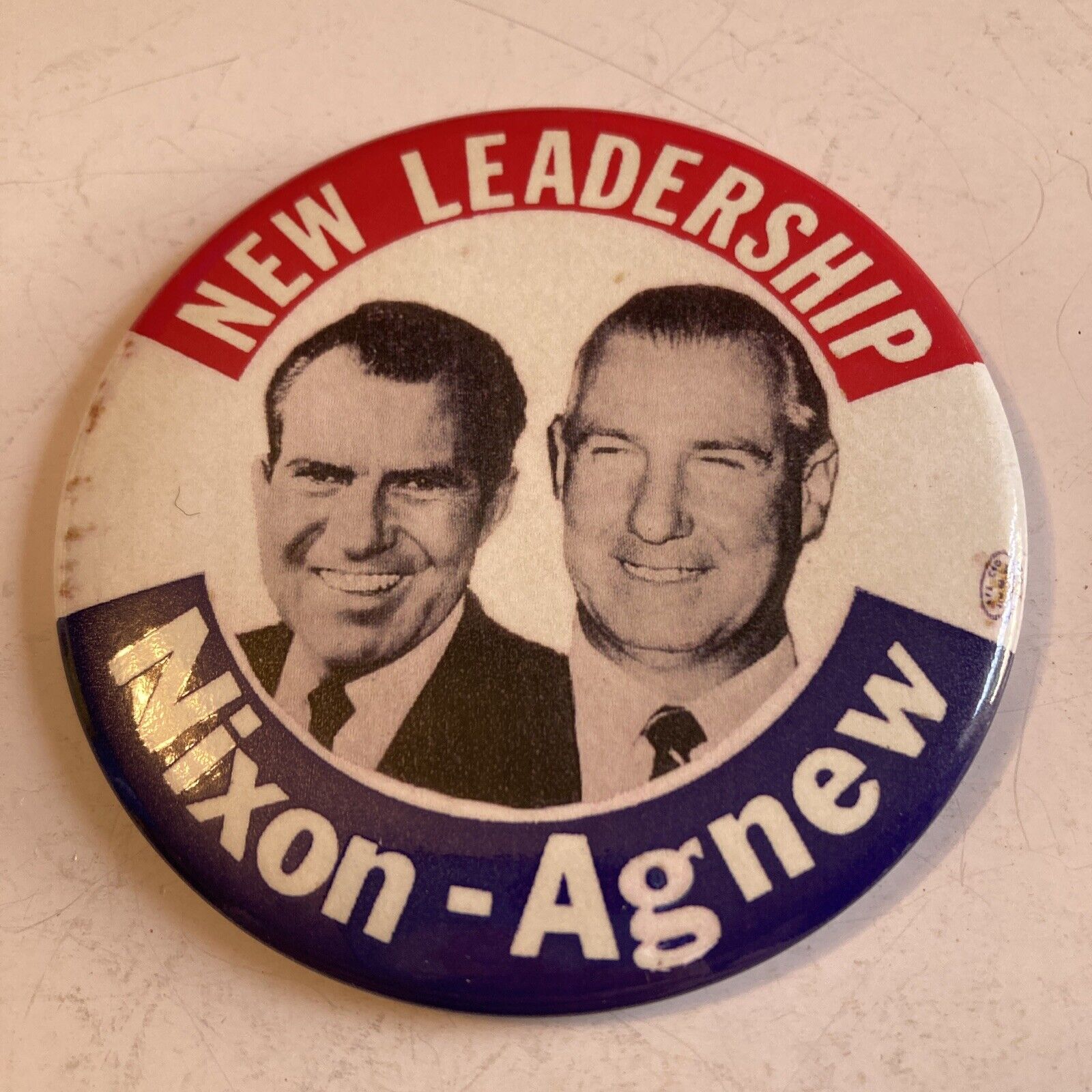 Nixon Agnew New Leader Ship 1968 Presidential Campaign Button 3.5 Inch