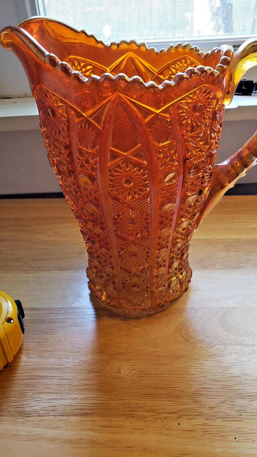 Imperial Glass Marigold Daisy & Button Pitcher 9\