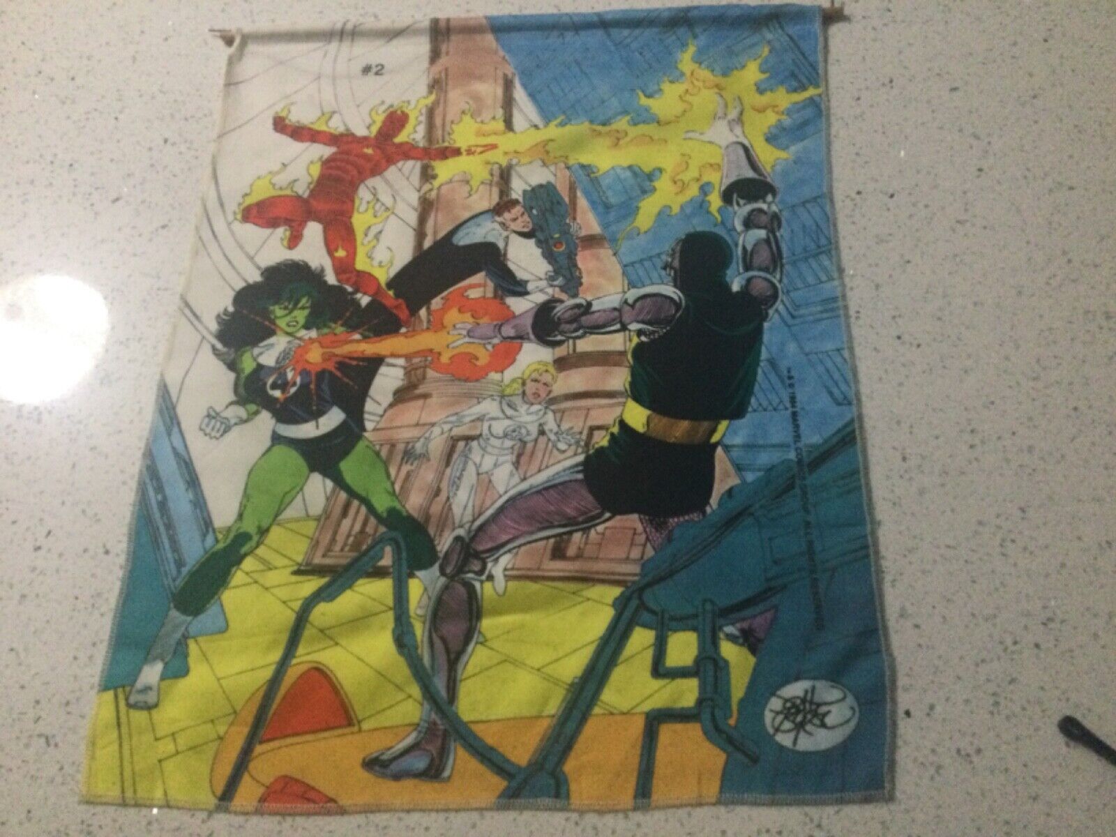 Marvel Banner SCROLL Very Rare  1984 MARVEL FANTASTIC FOUR & DR DOOM VINTAGE