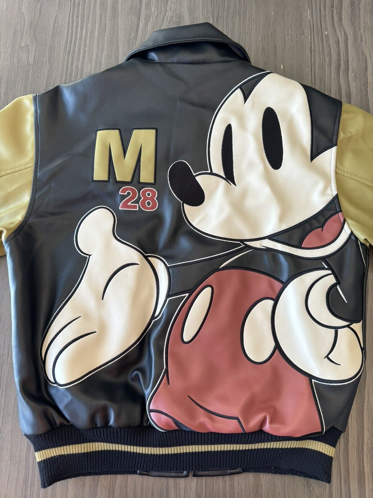 Vintage Mickey Mouse Jacket Adult Small Faux Leather Big Character Disney Rare