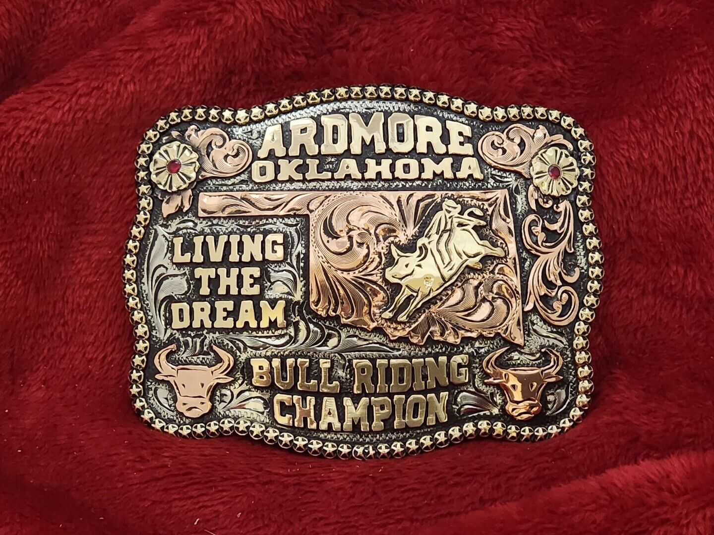 RODEO TROPHY CHAMPION BUCKLE ARDMORE OKLAHOMA PROFESSIONAL BULL RIDER☆RARE☆233