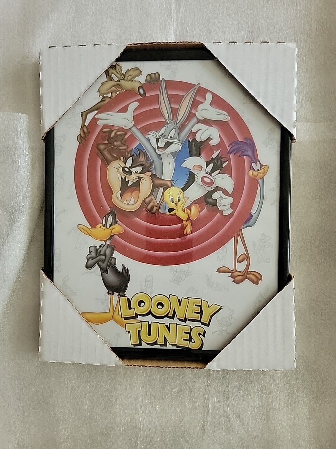 Vtg Looney Tunes Logo Bugs Bunny Daffy Duck Framed Print 8.25