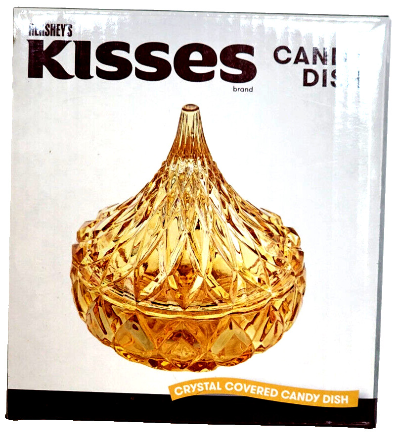 Hershey’s Kisses Crystal Covered Candy Dish Gold Glass New