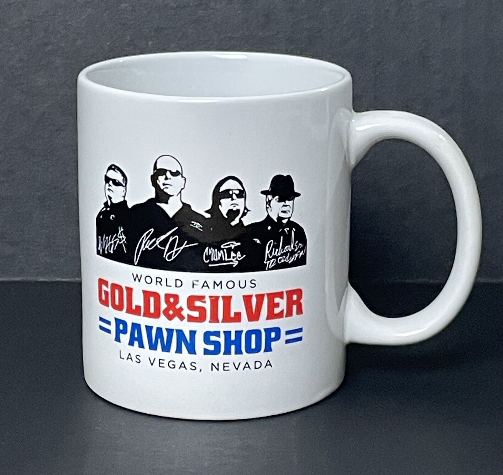 World Famous Gold & Silver Pawn Stars Shop Mug - Old Man, Rick, Chumlee, Corey