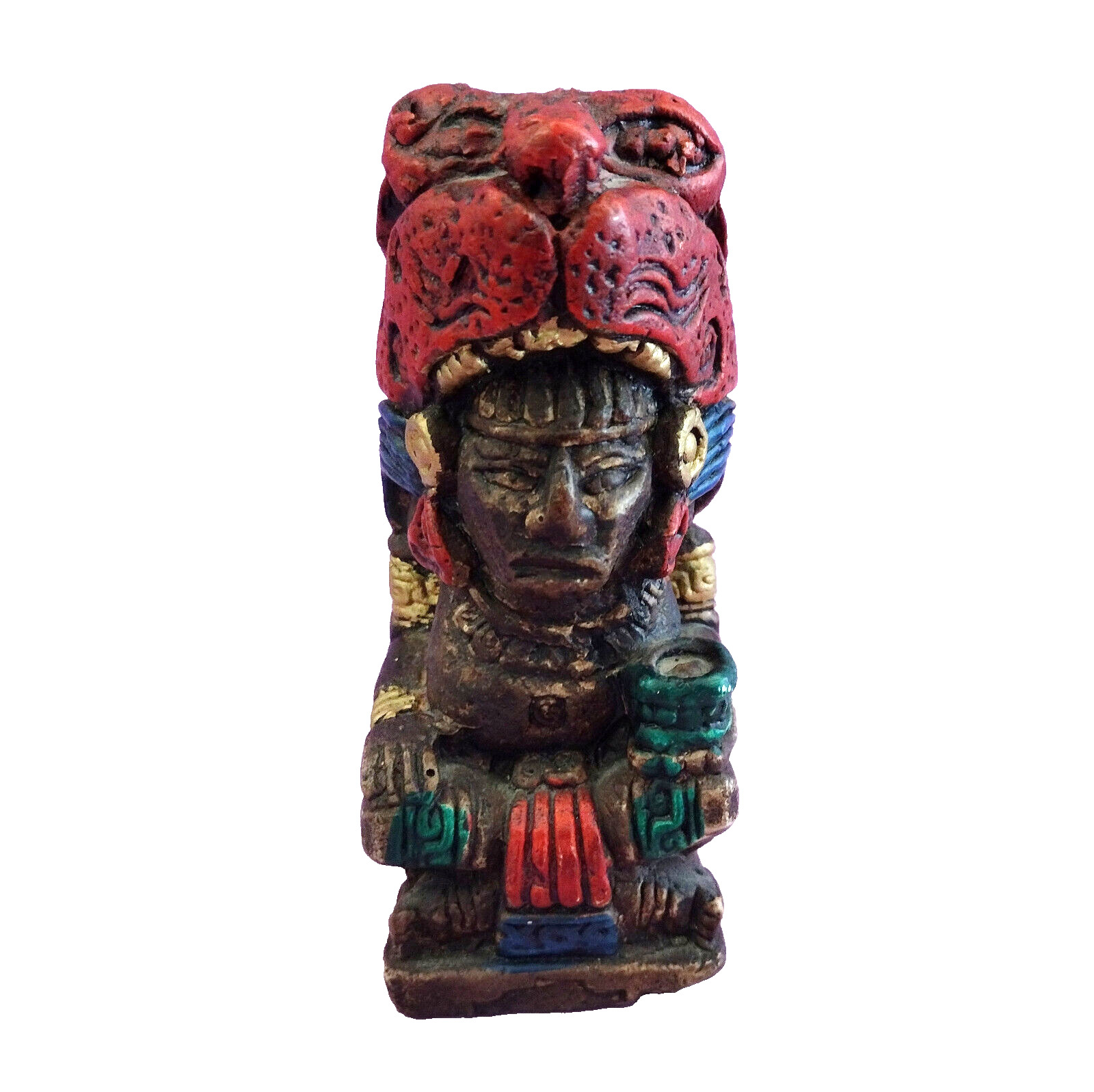 Inca Peruvian Tribal Folk Art Ceramic Figurine Statue 4.75 Inch Warrior Jaguar