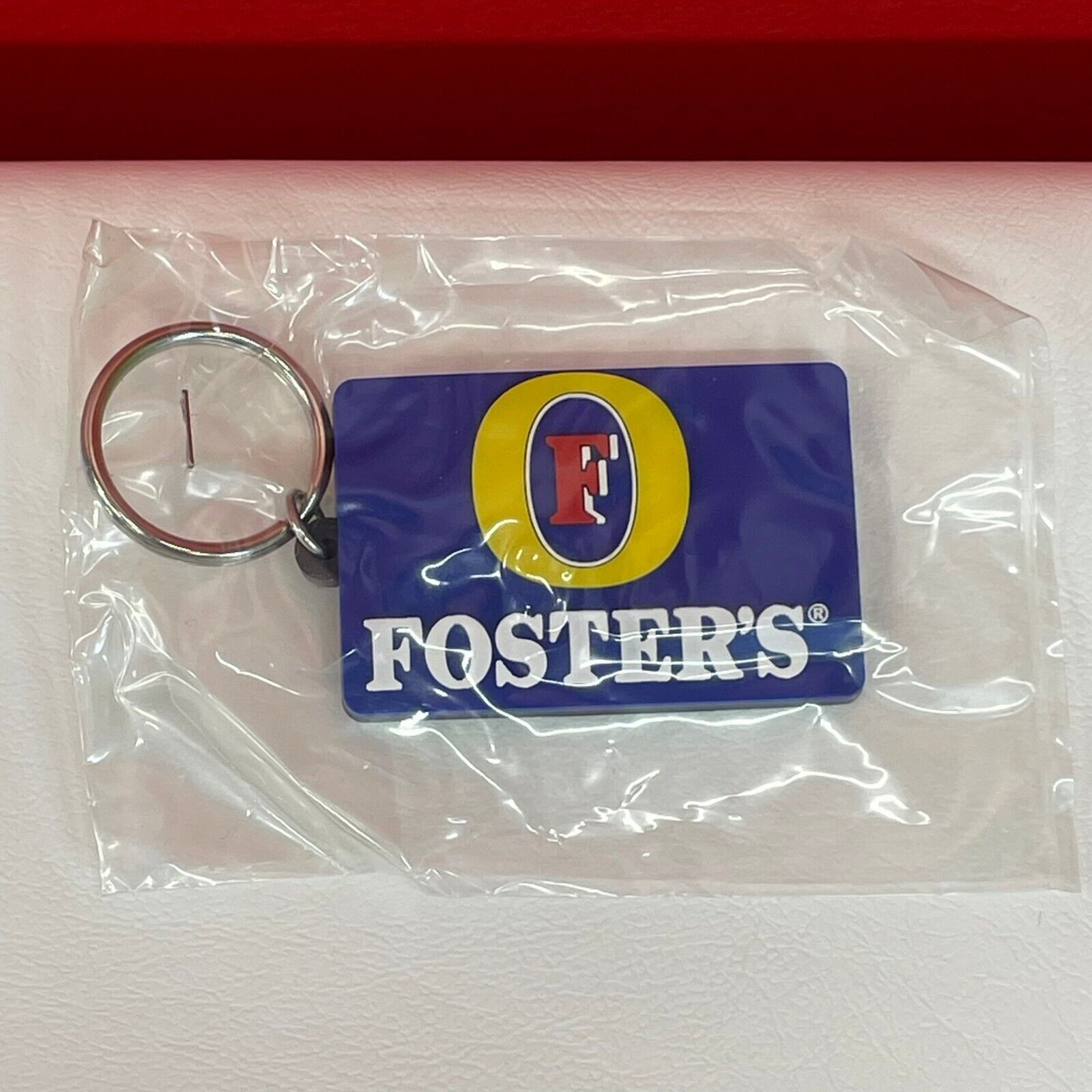 Foster\'s Lager Key Ring Blue Rubber Logo Bar Token Beer Promotional Gift Collect