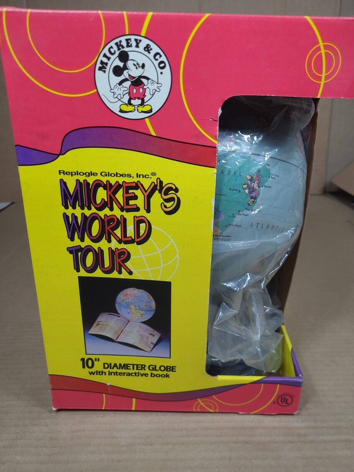 Vintage Disney Mickeys World Tour Replogle Globe RARE , Still Lights 