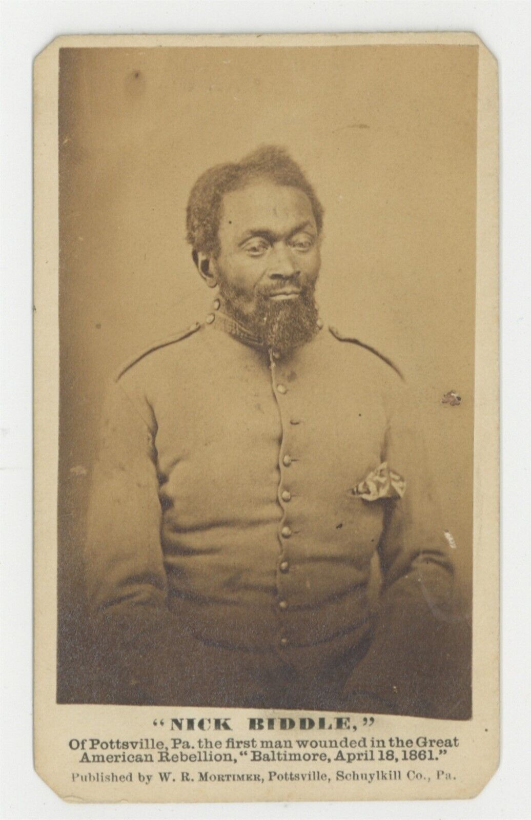 Nicholas Biddle CDV w/Stamp First Black Soldier Civil War 1865 Union Army Photo