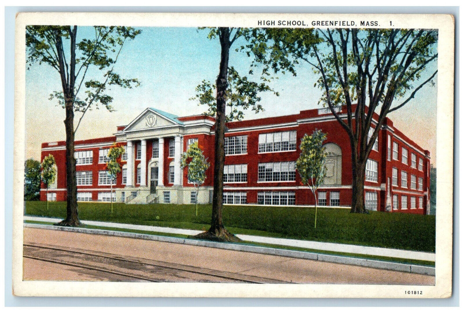 c1920\'s High School Greenfield Massachusetts MA Antique Unposted Postcard