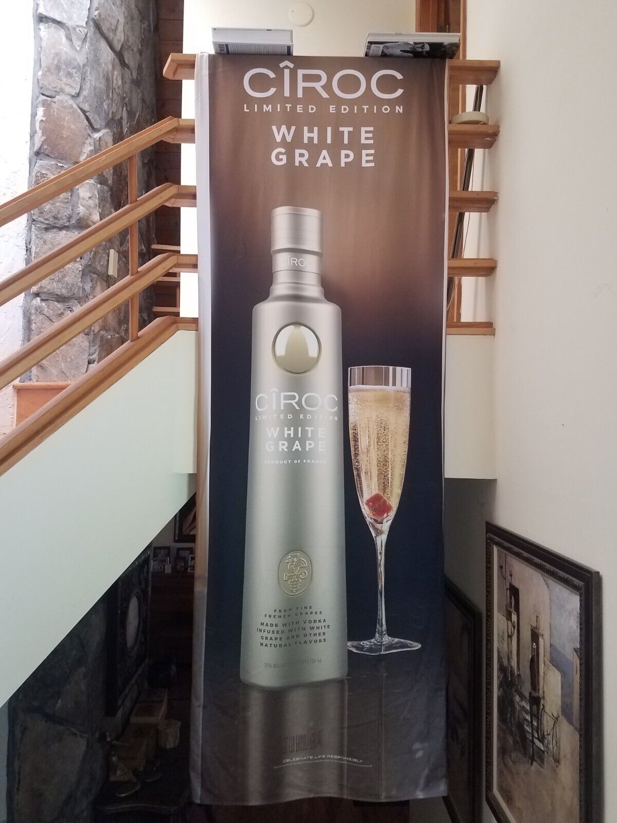 Ciroc Vodka Banner Limited Ed White Grape Vertical Fabric Sign 2 Sided 31\