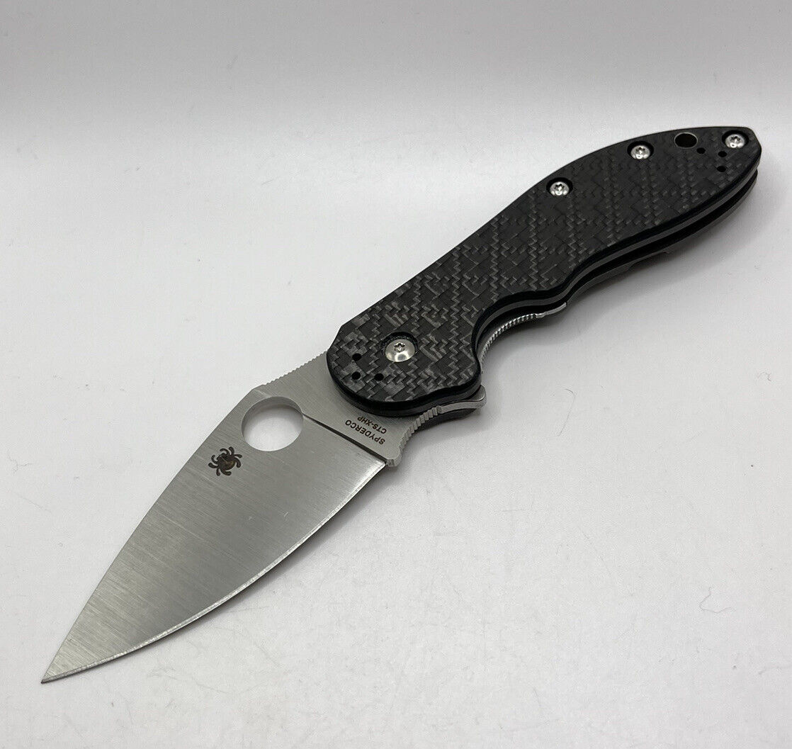Spyderco Domino Carbon Fiber Flipper Pocket Knife Rare Discontinued C172CFTIP