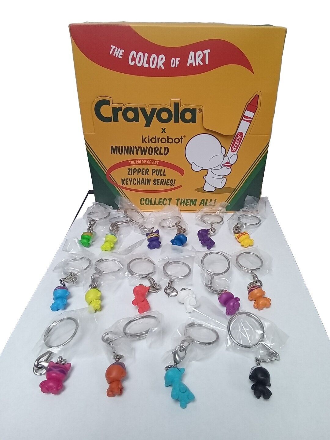 MunnyWorld Crayola Zipper Pull Keychain Series Kidrobot Full Set Of 16