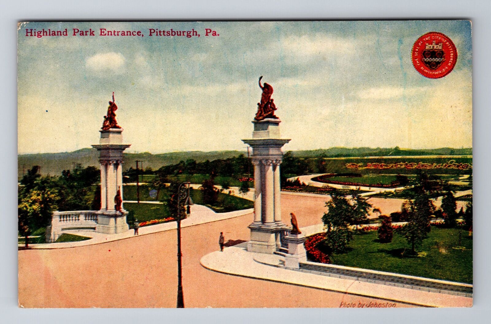 Pittsburgh PA-Pennsylvania, Highland Park Entrance, Antique, Vintage Postcard