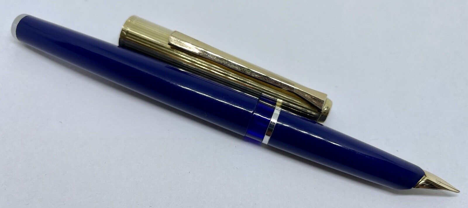 Vintage Serviced PELIKAN 30 Rolled Gold & Blue Fountain Pen - 14k Extra Fine Nib
