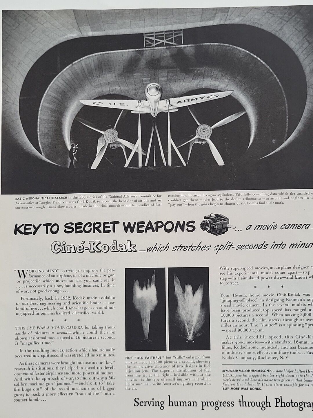 1943 Cine-Kodak Movie Camera Fortune WW2 Print Ad Secret Weapon Spy Plane ARMY