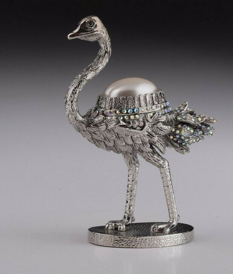Faberge Ostrich trinket box hand made by Keren Kopal & Austrian crystals 