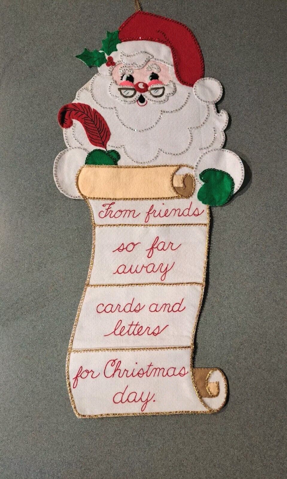 Vintage Bucilla Jeweled Christmas Card Holder 