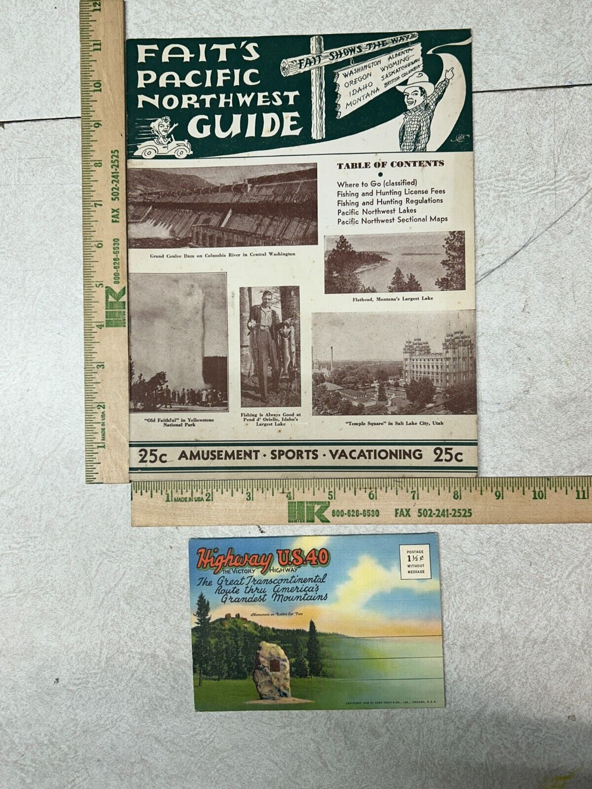 1940’s Fait’s Pacific Northwest Travel Guide & Hiway U.S. 40 Folding Post Card