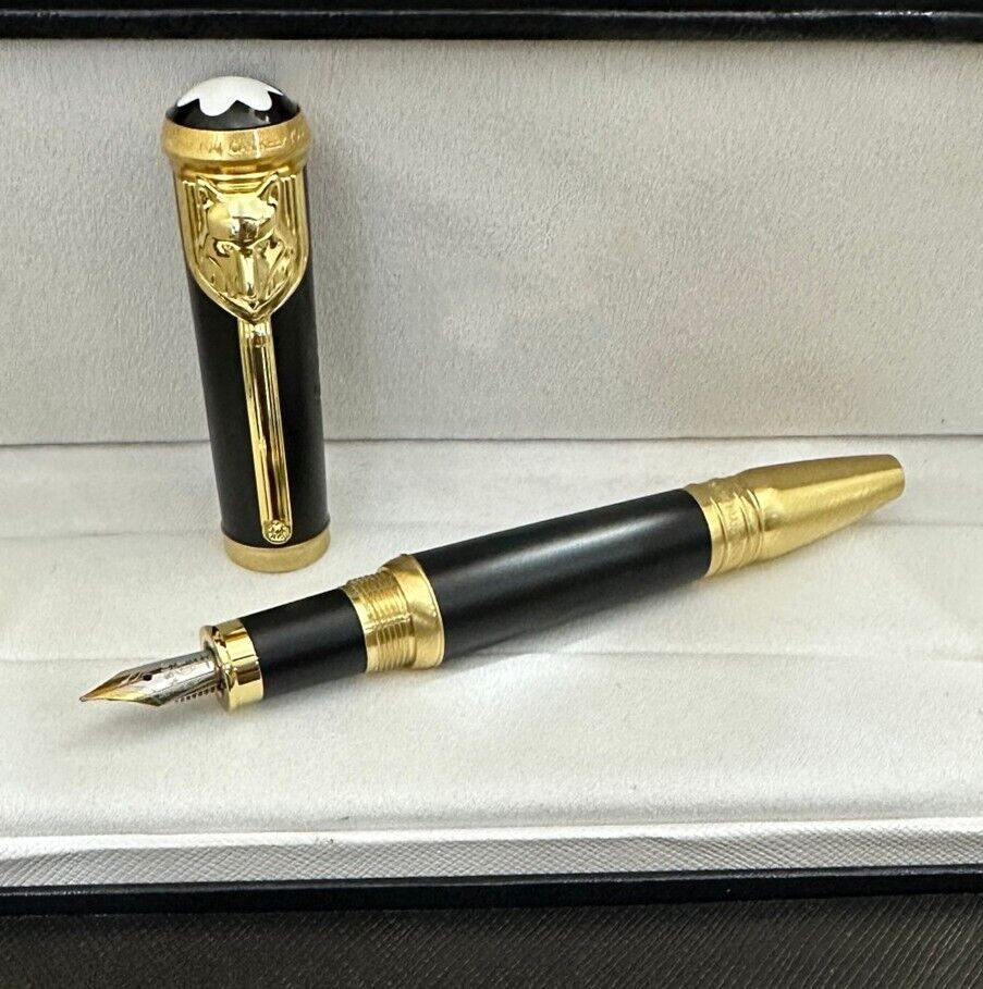 Luxury Great Writers Kipling Series Black+Gold Color M nib Fountain Pen No Box