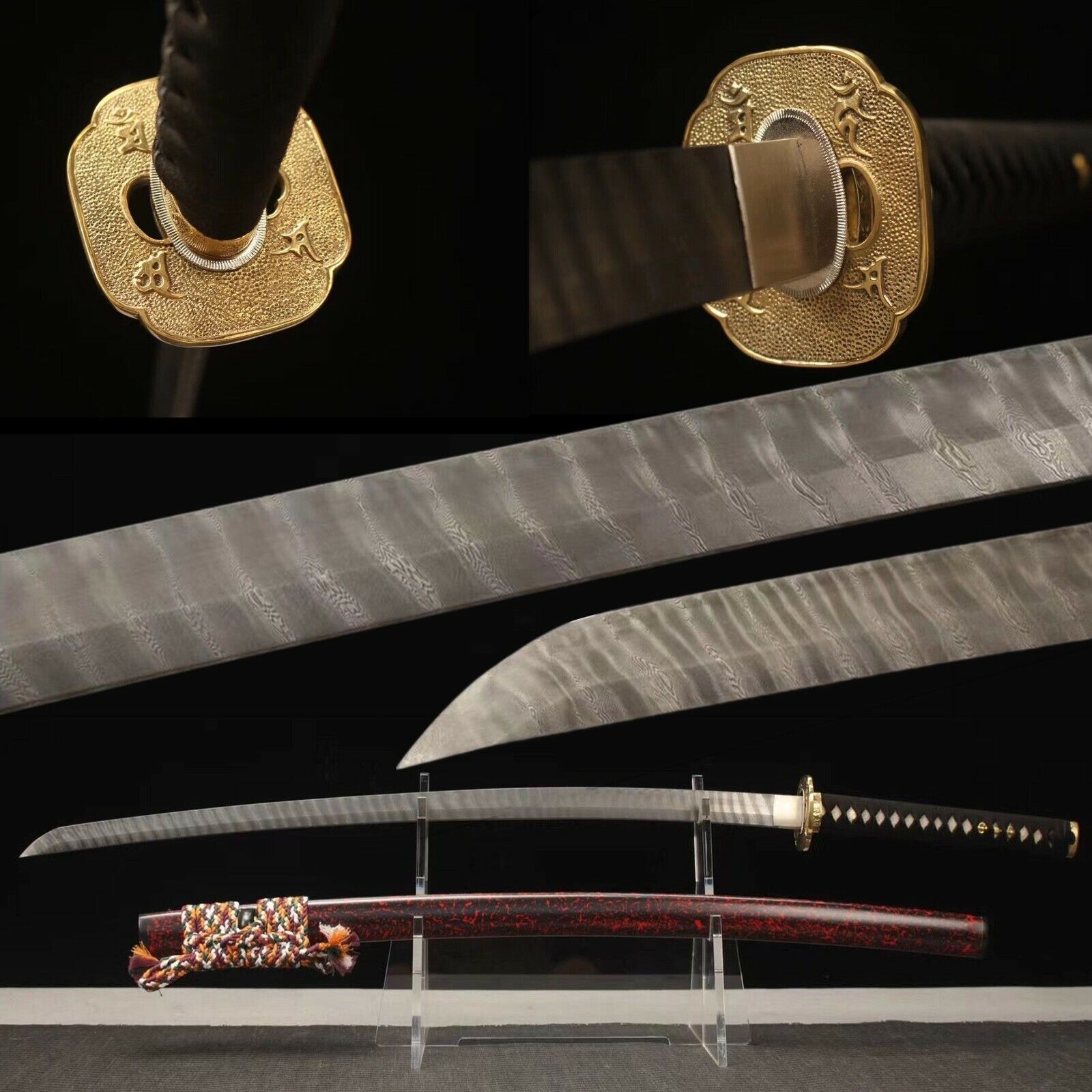 Handmade Folded Steel Japanese Samurai  Katana Combat Ready Sword Sharp Cut