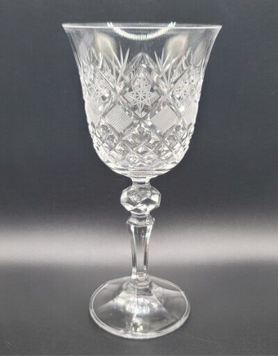 Vtg American Brilliant ABP Clear Diamond Star Wine Glass•Elegant•7in•6 Avail•EUC