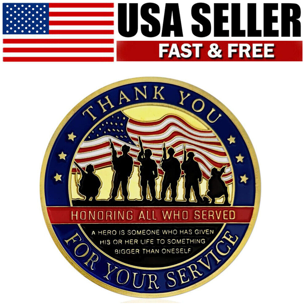 Military Veterans Challenge Coin Thank You for Your Service Appreciation Gift