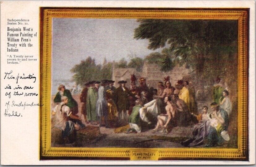 c1900s Philadelphia, PA Postcard Independence Series #10 -Benjamin West Painting