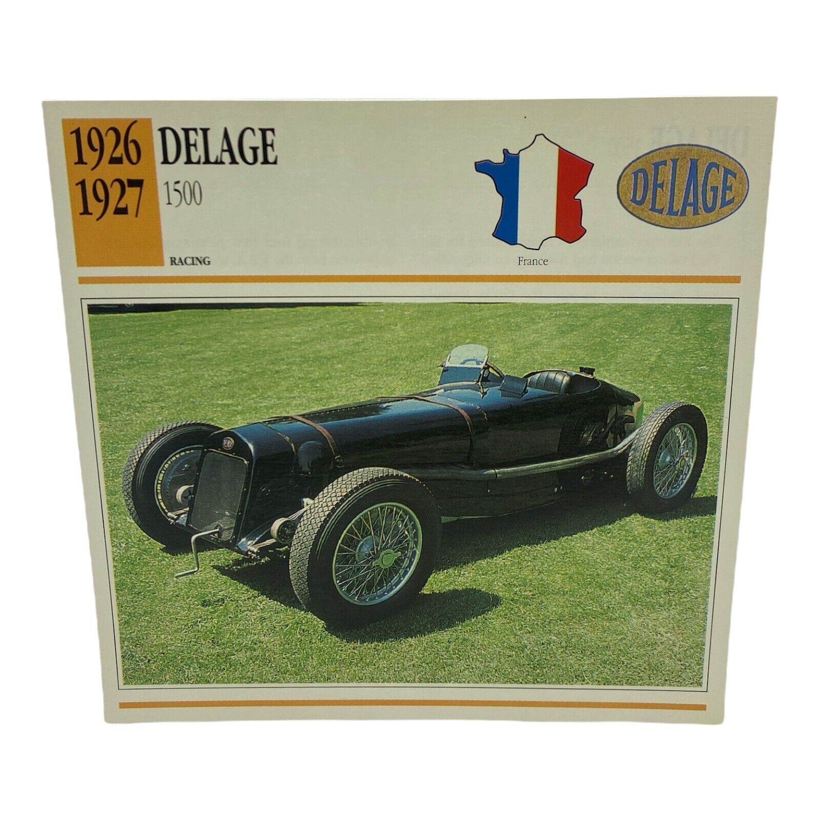 Cars of The World - Single Collector Card Edito-Service 1926-1927 Delage 1500