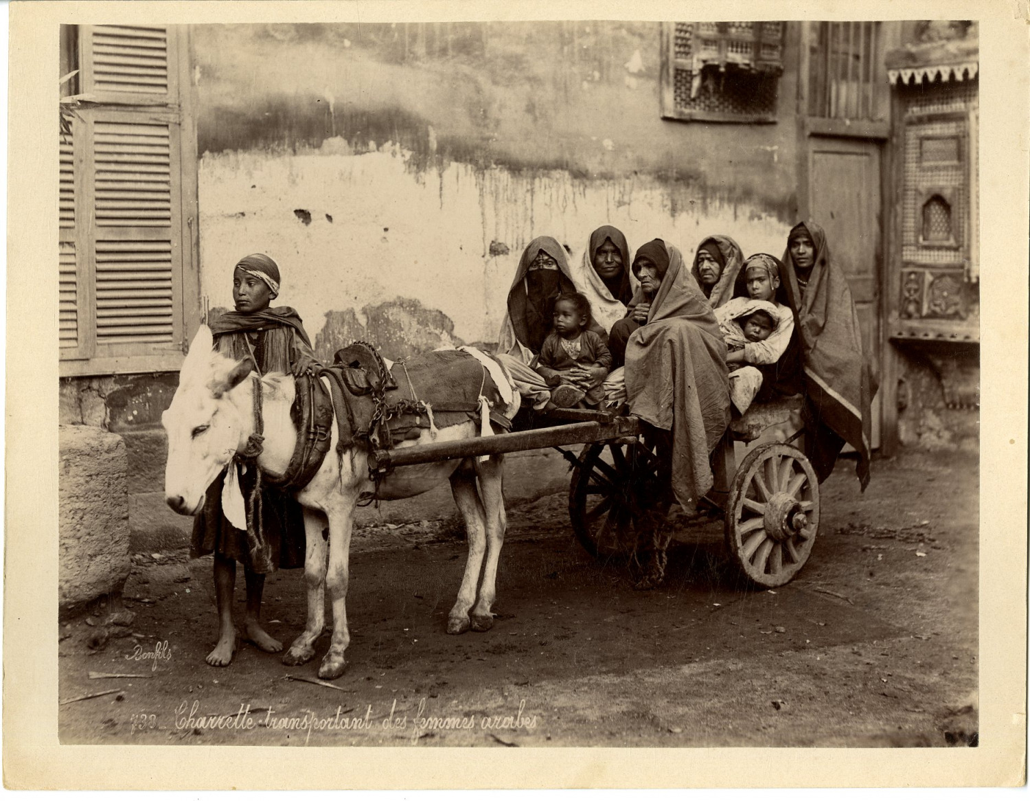Bonfils. Egypt, Vintage Arab Women\'s Carriage Cart Albumen Print