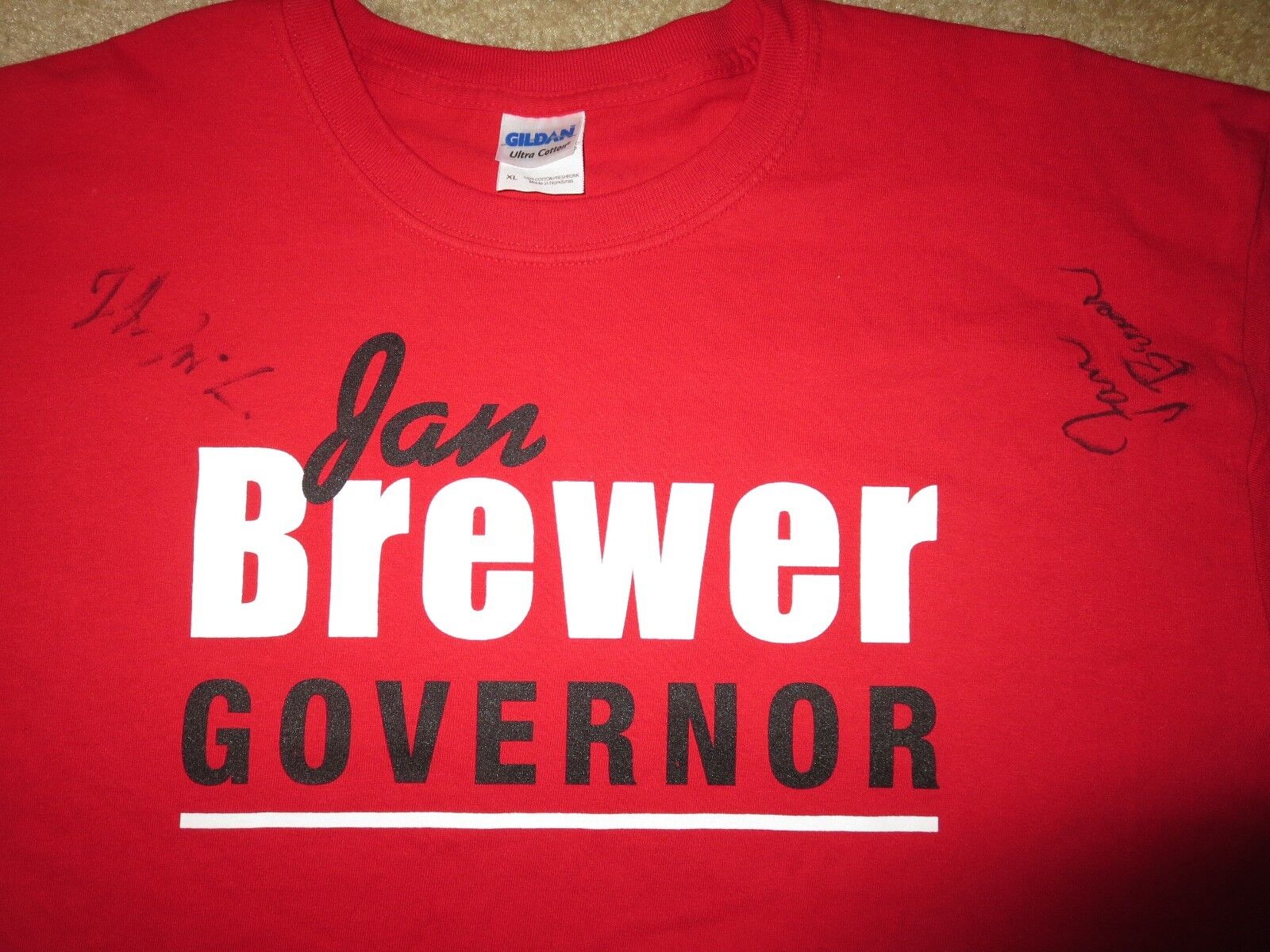 Governor Jan Brewer- John McCain Arizona Campaign Vintage Shirt Autograph Signed