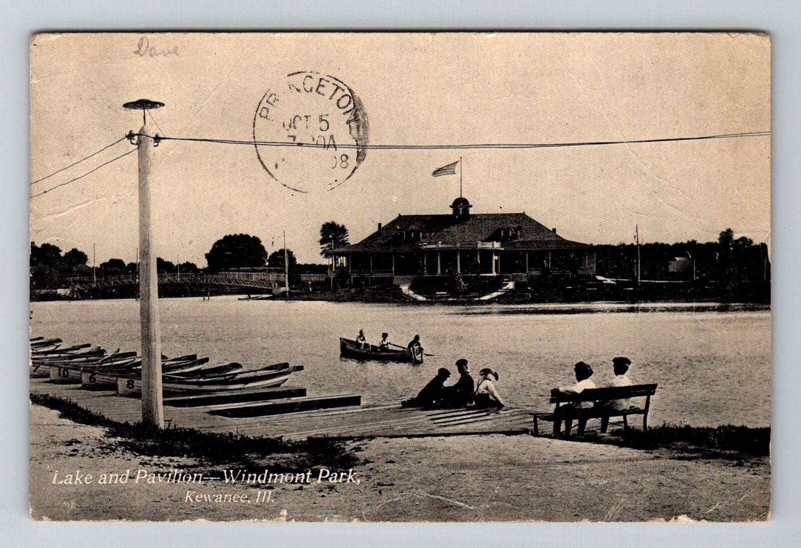 Kewanee, IL-Illinois, Lake And Pavilion Windmont Park c1908 , Vintage Postcard
