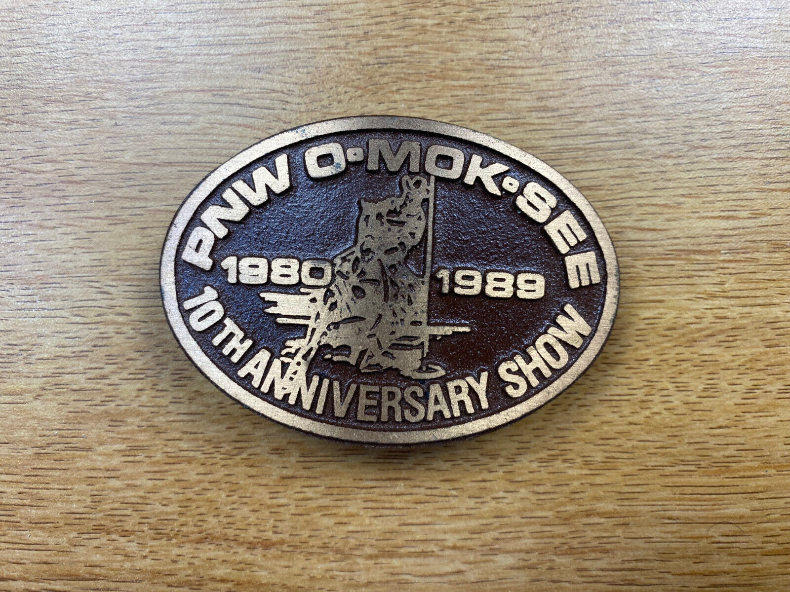 Vintage Belt Buckle 1989 O-MOK-SEE 10th Anniversary Show Horse Dance PNW