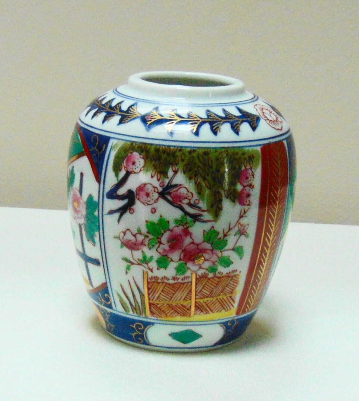Vintage LF Japan Hand Painted Floral Flower Porcelain Vase