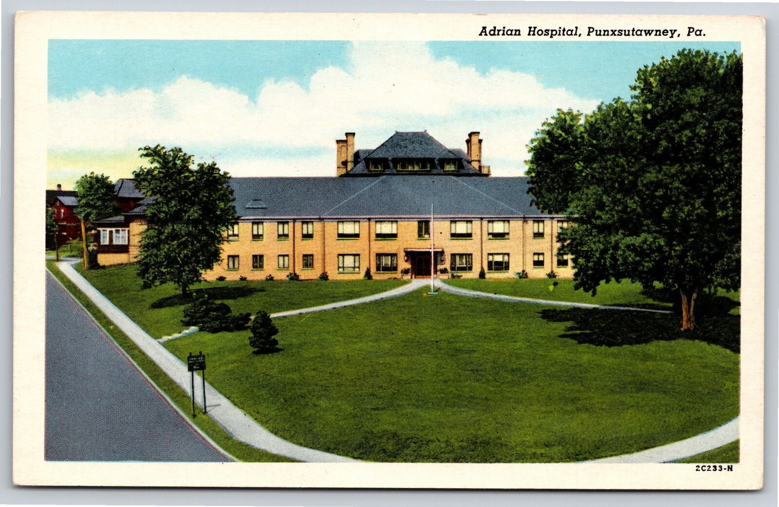 Punxsutawney Pennsylvania~Air View Adrian Hospital~Vintage Postcard
