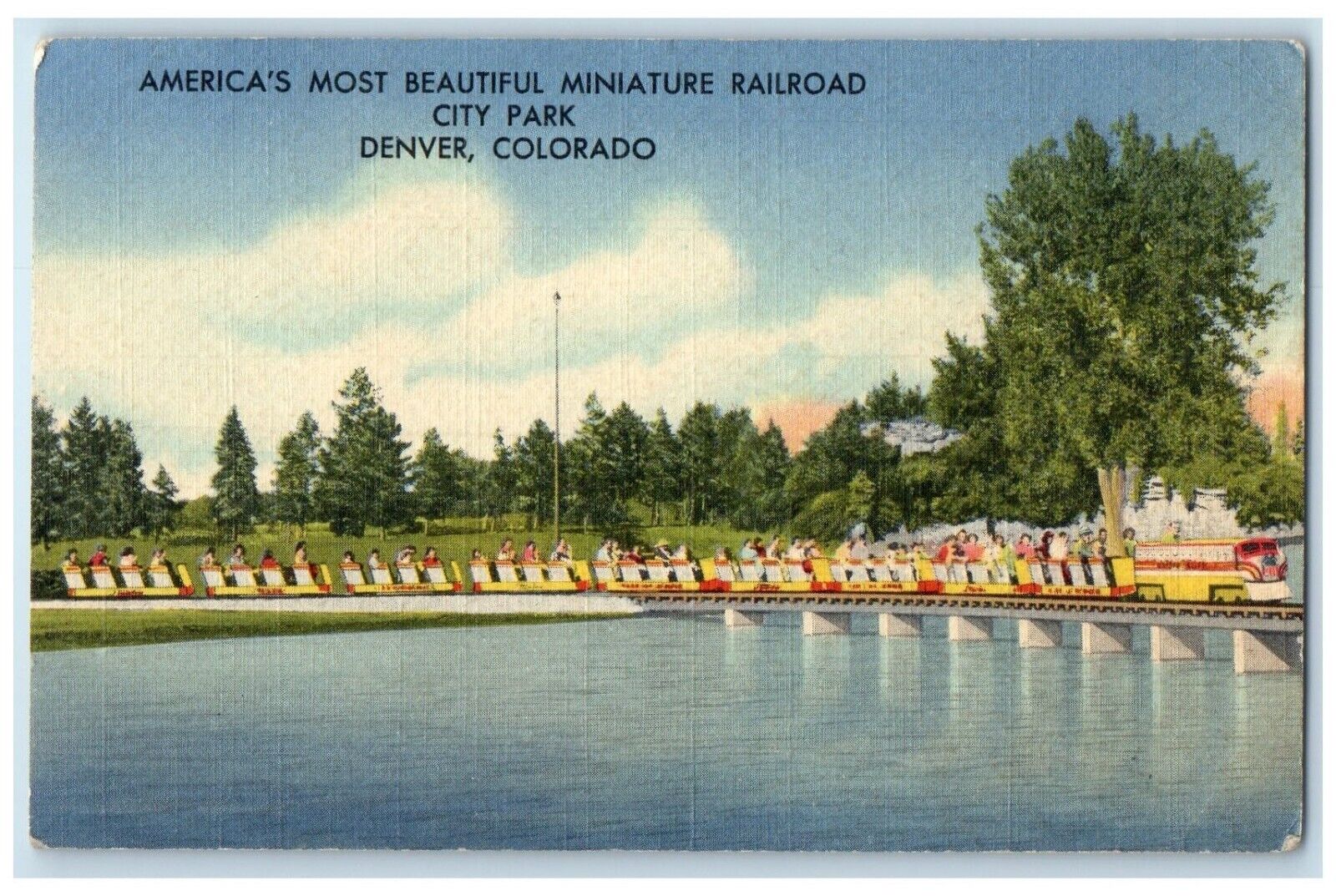 c1940's America's Miniature Railroad City Park Denver Colorado CO Postcard