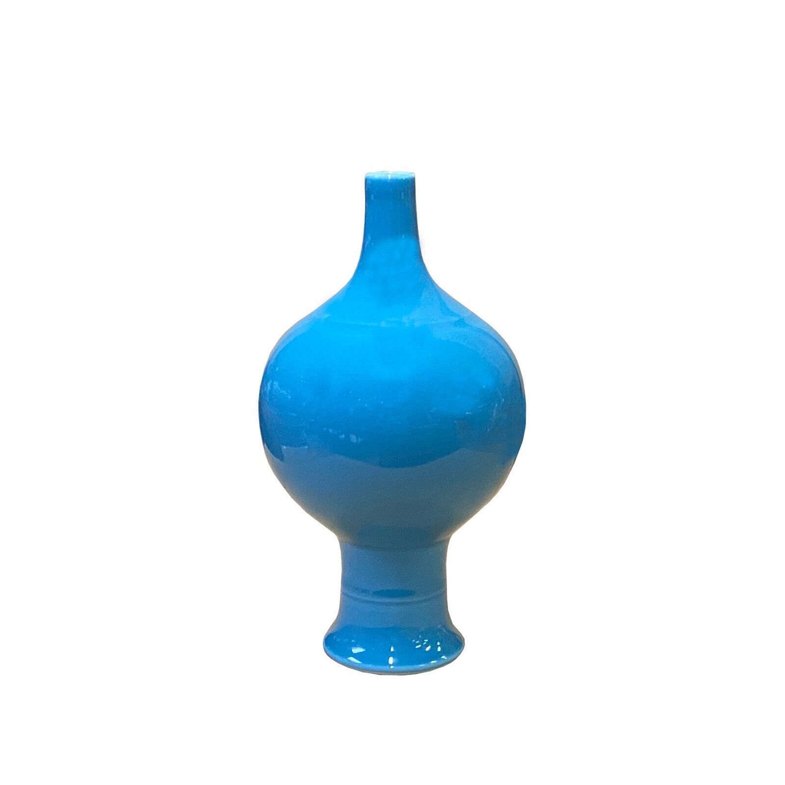 Oriental Handmade Pastel Blue Porcelain Plain Small Mouth Vase ws2697