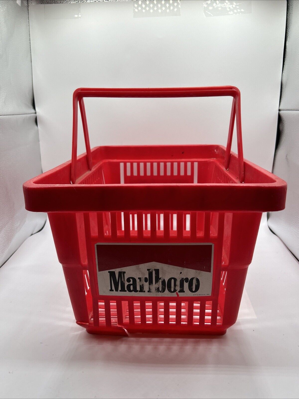 Vtg 90s Marlboro RED Country Store Shirts Shopping Basket Tote Crate W/ Handles 