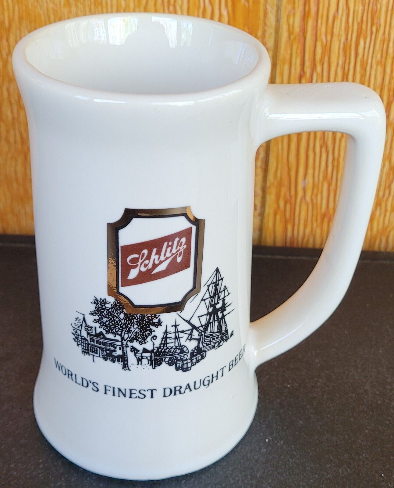 Vintage Schlitz Beer Mug World\'s Finest Draught Ceramic Ships Stein