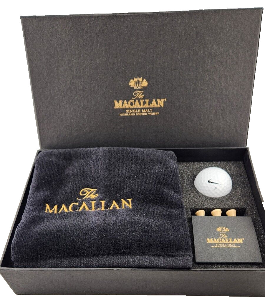 Macallan Whisky-Golf Ball Set -Towel-3 Tees-Nike Ball- Limited Edition- Rare New