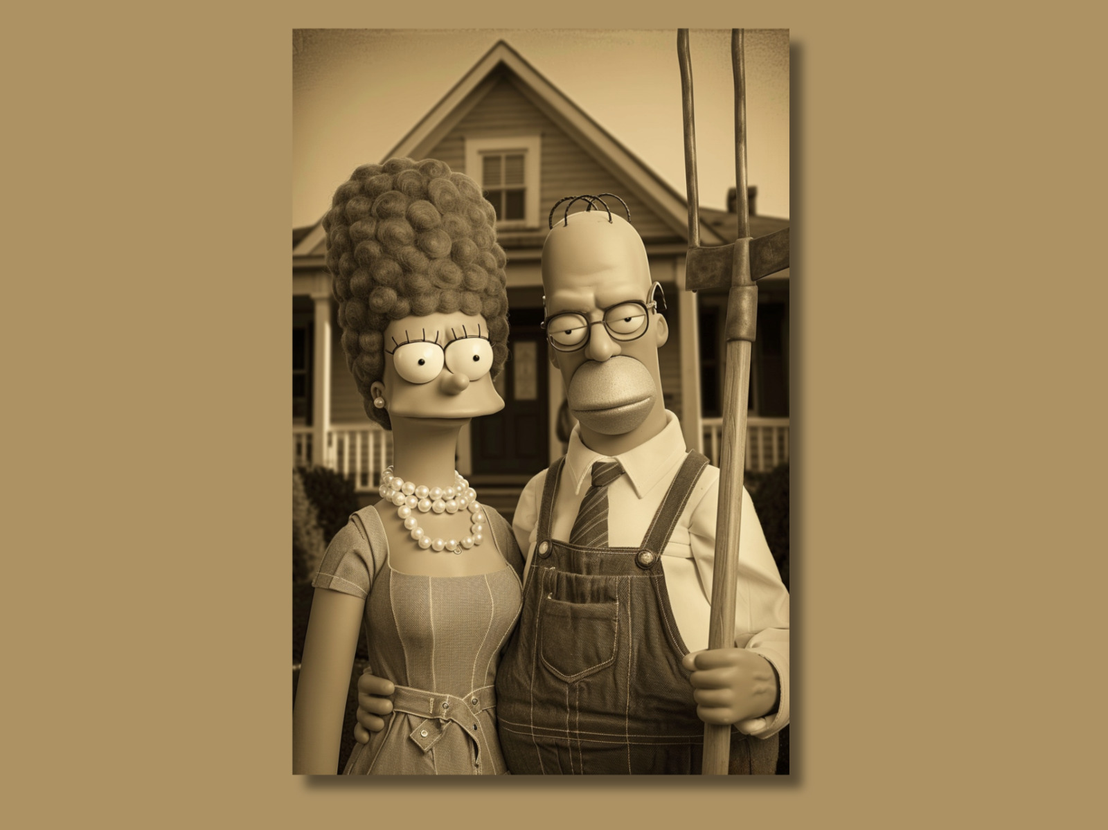 Marge & Homer Simpson In \'American Gothic\' The Simpsons Fan Art Print