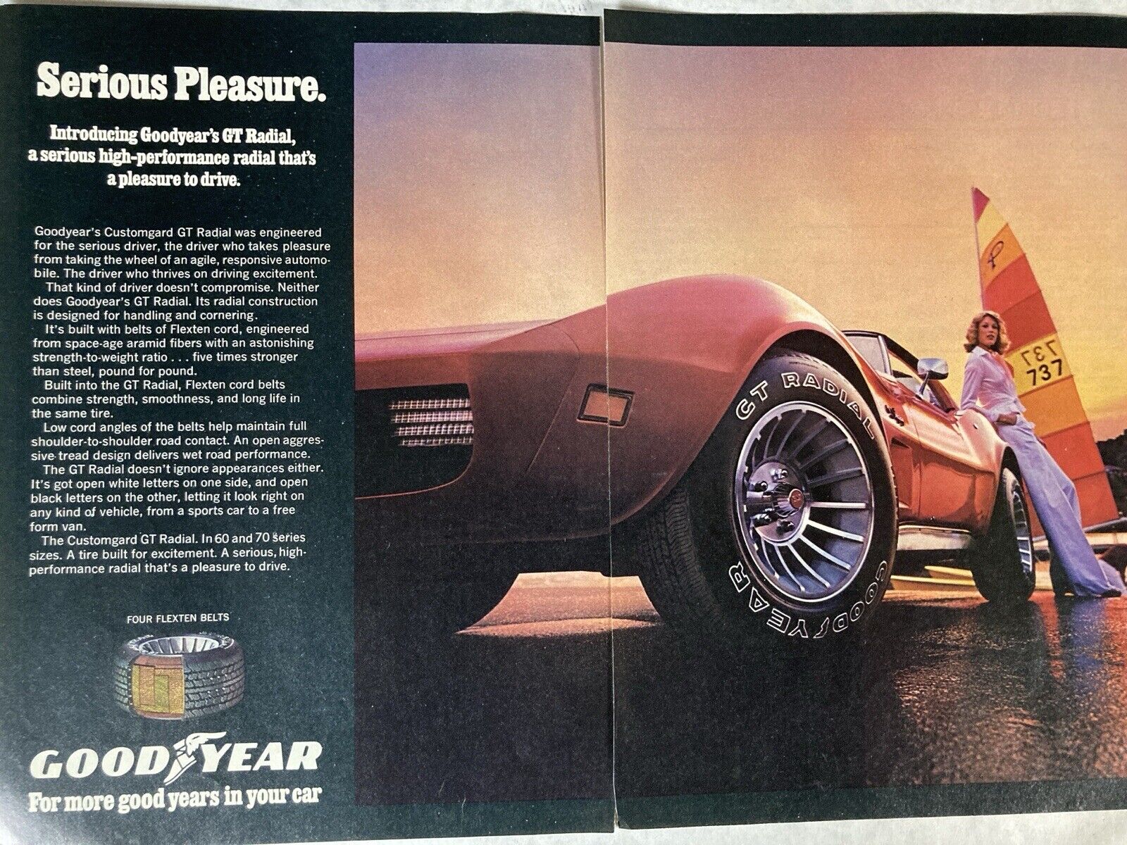 1976 Goodyear Tire Print Ad GT Radial High Performance Two Page